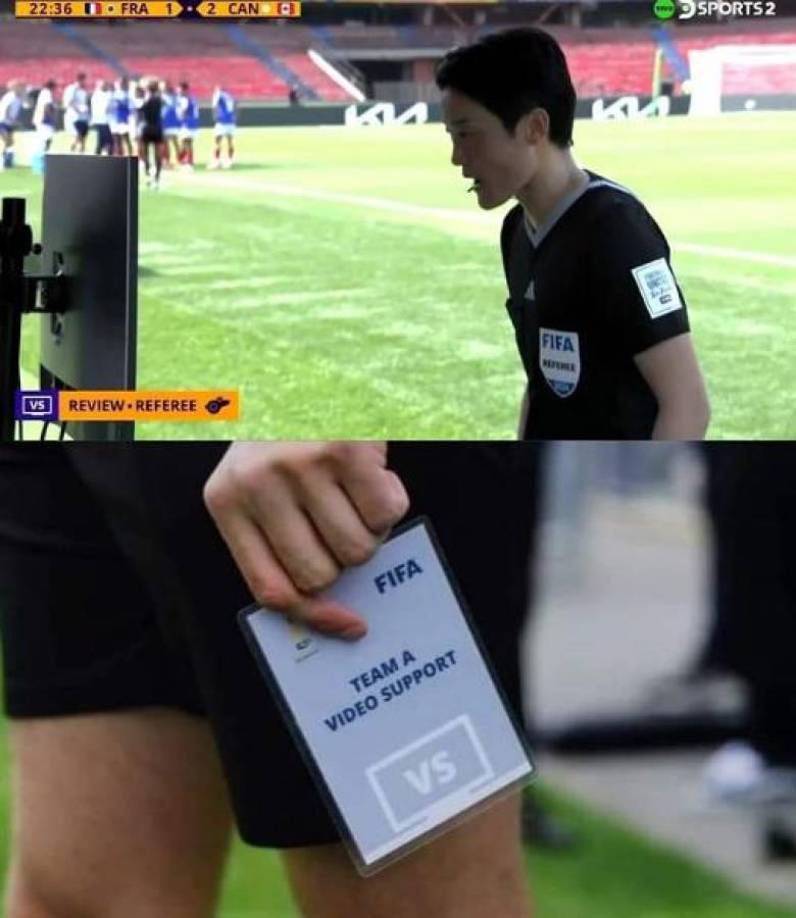 La árbitra china Fangyu Dong se acercó a una pantalla en el borde del campo de juego y convalidó la anotación, que marcó el 2-1 a favor de las canadienses.