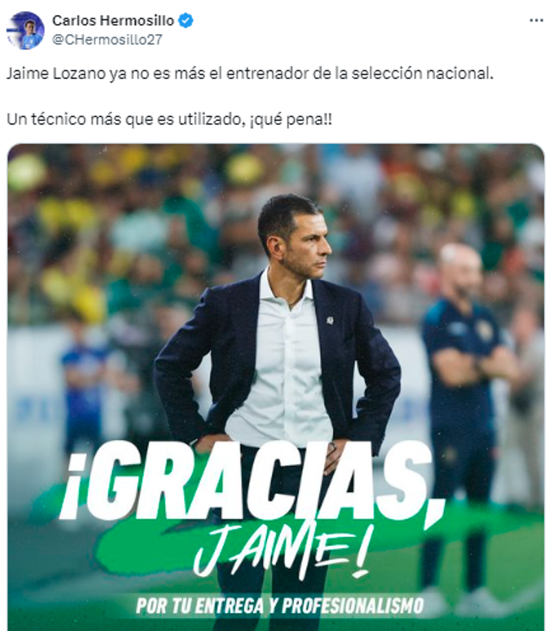 “Un técnico más que es utilizado, ¡qué pena!!”, Carlos Hermosillo, exfutbolista y comentarista mexicano.