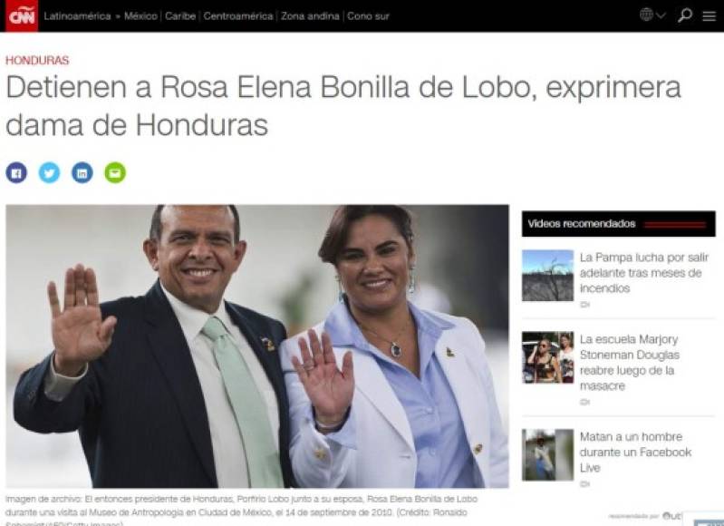 La cadena de noticias CNN informó que la ex primera dama de Honduras está acusada del delito de malversación de caudales públicos por apropiación.