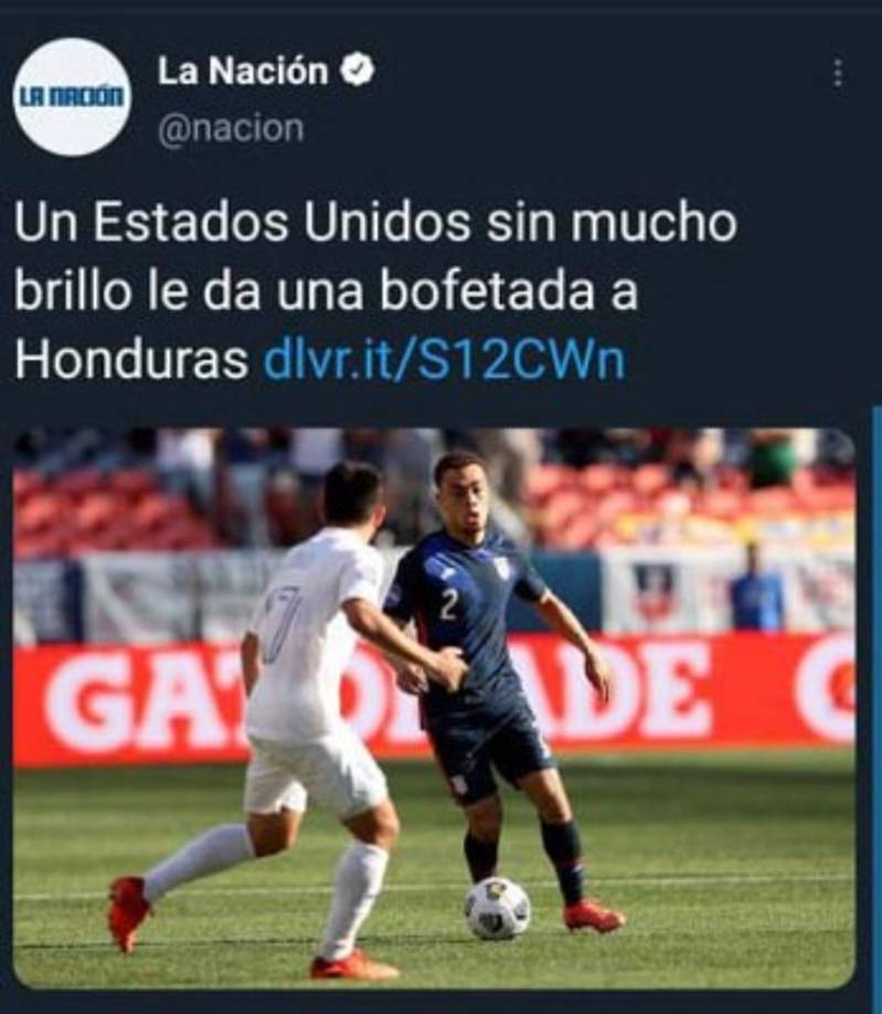 La Nación de Costa Rica: 'Un Estados Unidos sin mucho brillo le da una bofetada a Honduras'.