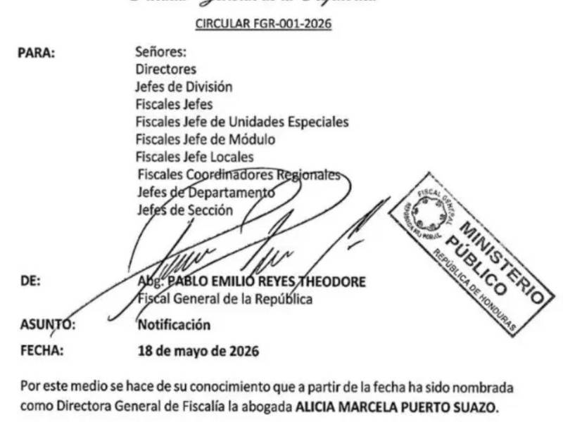 Circular difundida por la Fiscalía General de la República.