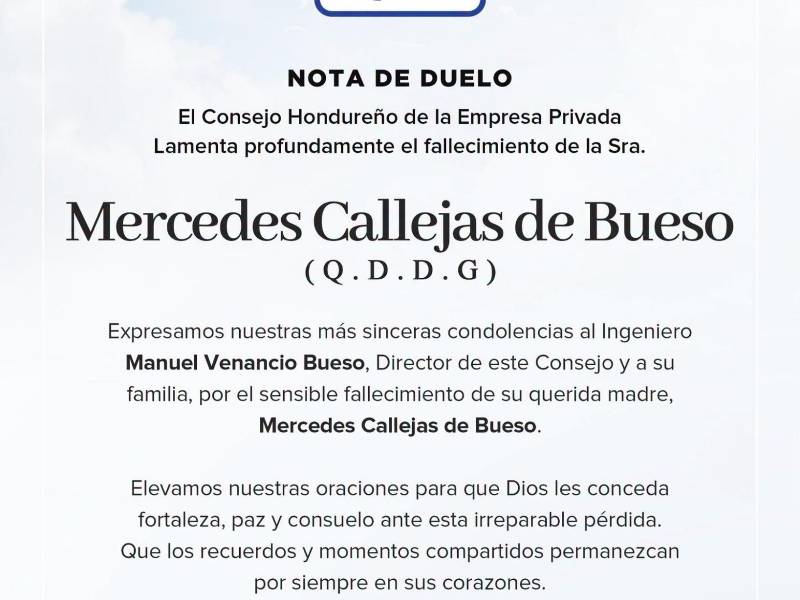 Nota de duelo del Cohep.