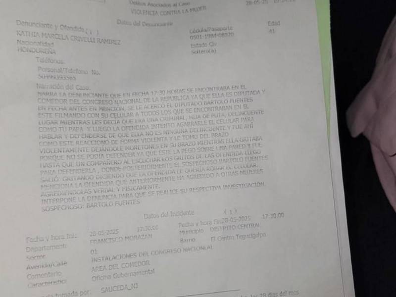 ¿Qué dice la denuncia de Kathia Crivelli contra Bartolo Fuentes?