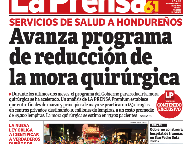 Portada de la edición impresa de DIARIO LA PRENSA de este lunes 29 de junio de 2026.