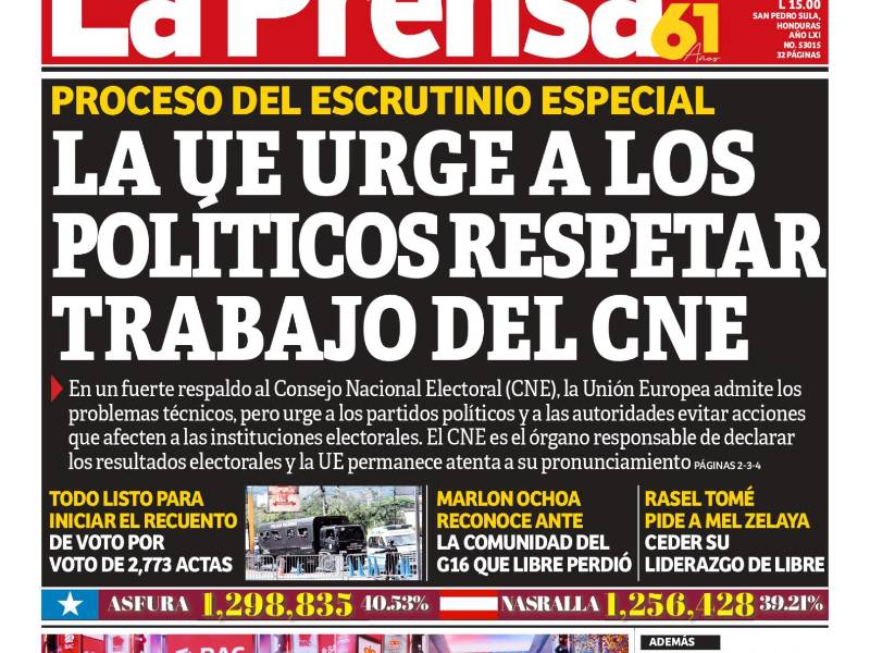 La UE urge a los políticos respetar trabajo del CNE