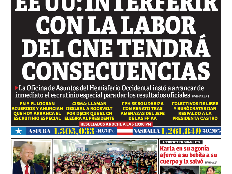 EE UU: Interferir con la labor del CNDE tendrá consecuencias