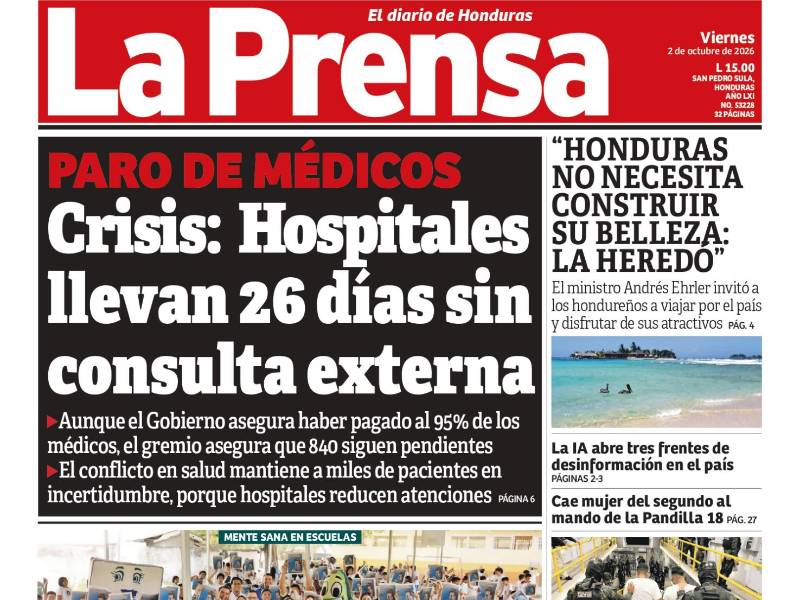 Portada de la edición impresa de este viernes 2 de octubre de 2026