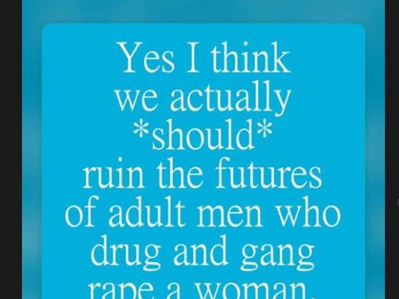 Si creo que realmente deberíamos arruinarle el futuro a hombres adultos que drogan y violan en grupo a una mujer, gracias por preguntar historia de Instagram personal de la actriz Mariska.