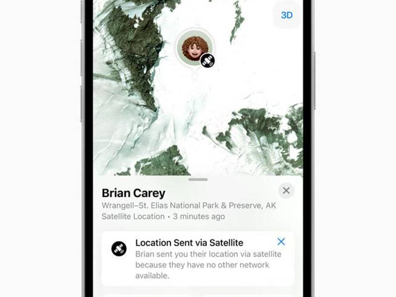 Los usuarios también pueden usar la aplicación Find My para compartir su ubicación vía satélite.