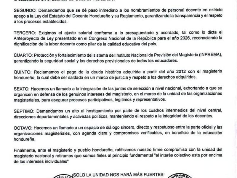 Pronunciamiento emitido por la FOMH