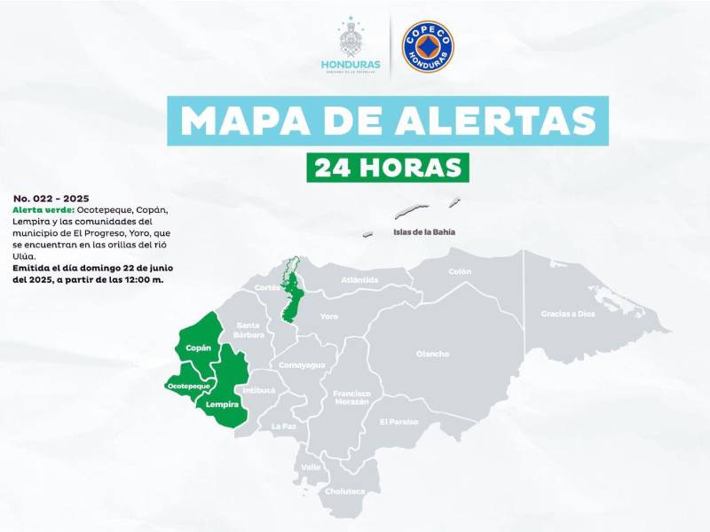 Tres departamentos del occidente y municipios ribereños del Ulúa en el valle de Sula se encuentran en alerta verde.
