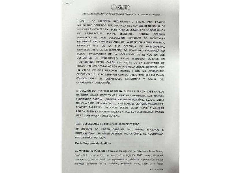 Documento oficial del Ministerio Público.