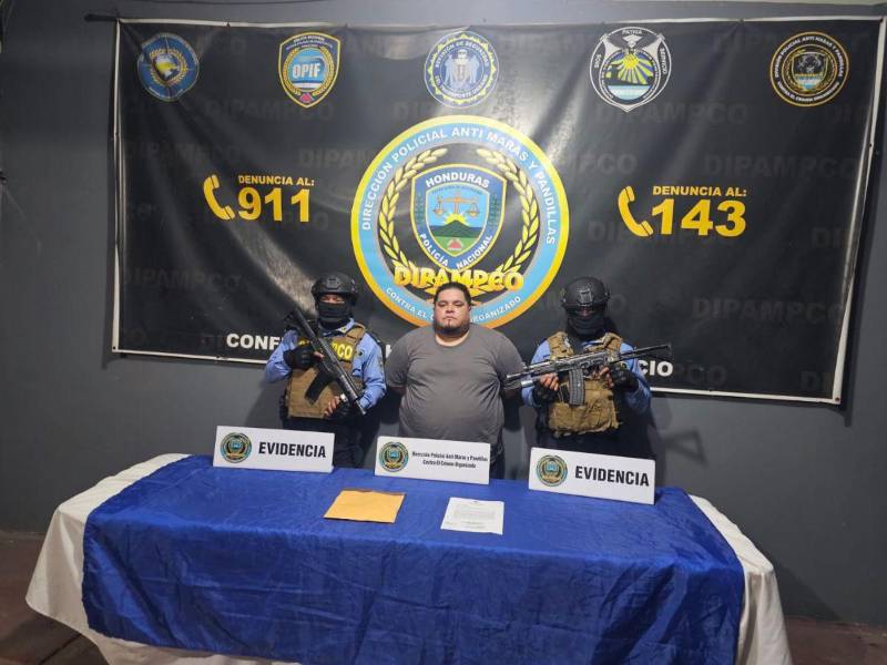 La captura fue realizada por agentes de la Dirección Policial Anti Maras y Pandillas Contra el Crimen Organizado (Dipampco).