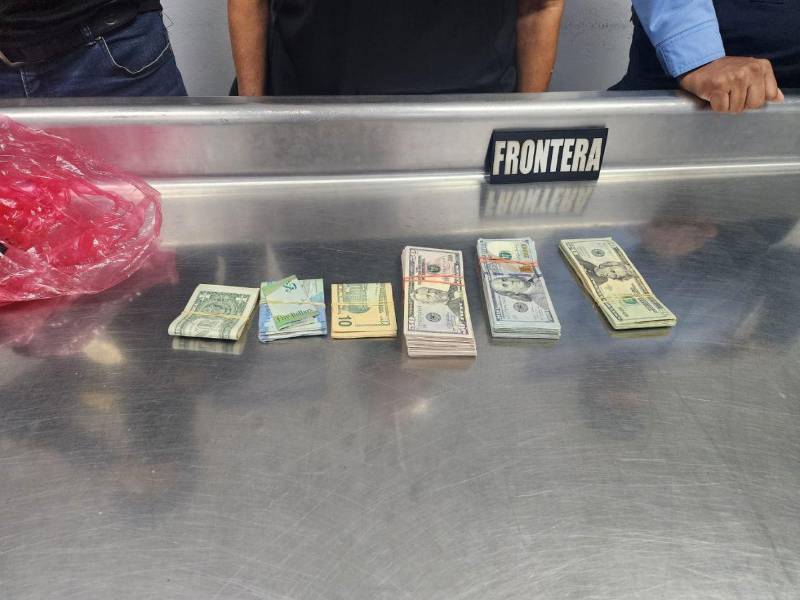 Dinero decomisado a la mujer.