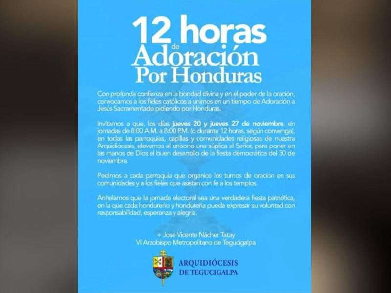 Comunicado emitido por la Arquidiócesis de Tegucigalpa.