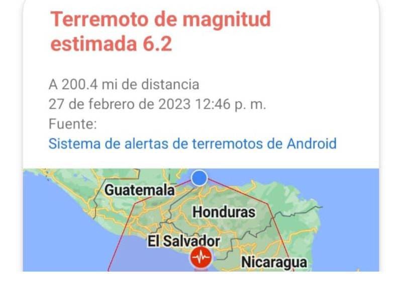 Esta es la alerta de terremoto que mandó Google a los dispositivos Android.