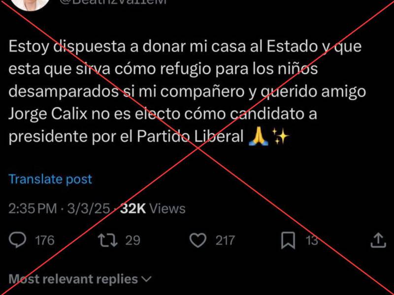 Captura de pantalla a una publicación de X hecha el 4 de marzo de 2025.