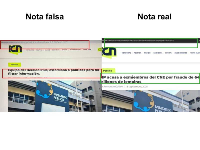 Comparativa a la nota falsa y verdadera.