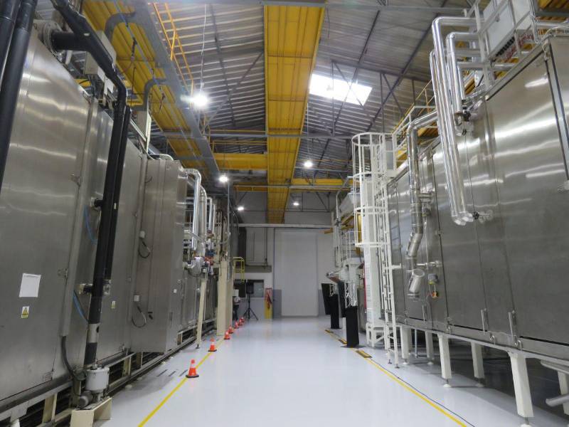 Vista interior de la planta de producción de pastas cortas.