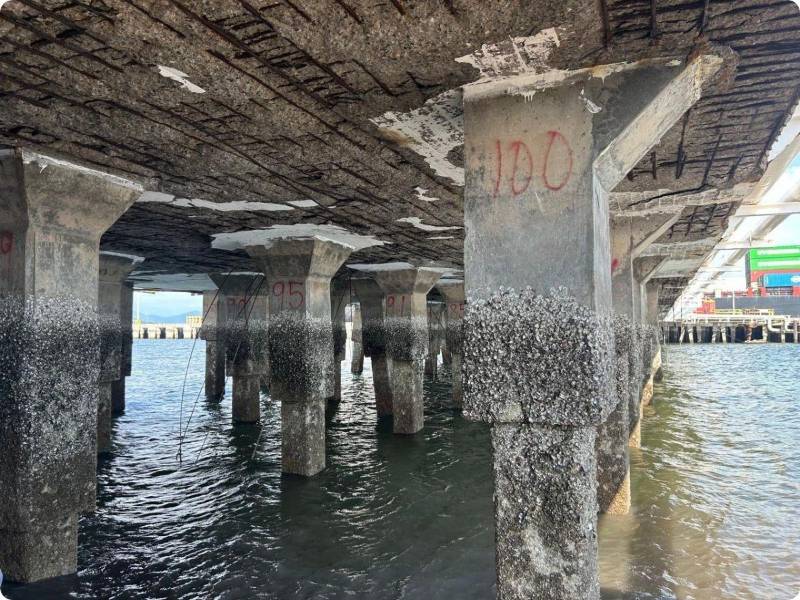 Estas son las condiciones del puente de acceso del puerto.