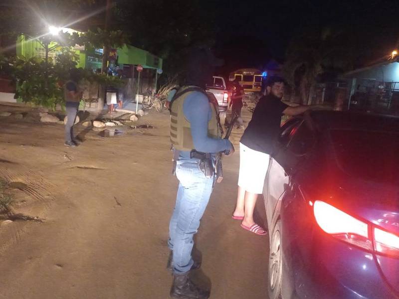 Agentes de la Policía inspeccionan un vehículo y a su conductor.