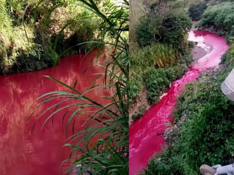El río Las Vacas presentó una coloración rojiza. Autoridades de Guatemala detectaron tonalidad similar en drenajes de una empresa nacional y ordenaron una suspensión.