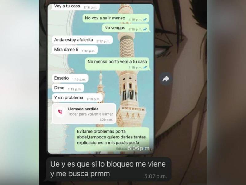 Los mensajes entre la víctima y el supuesto victimario.