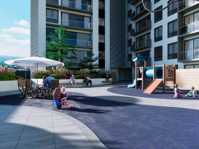 El proyecto habitacional incluye áreas verdes para fortalecer la conexión ecológica urbana.