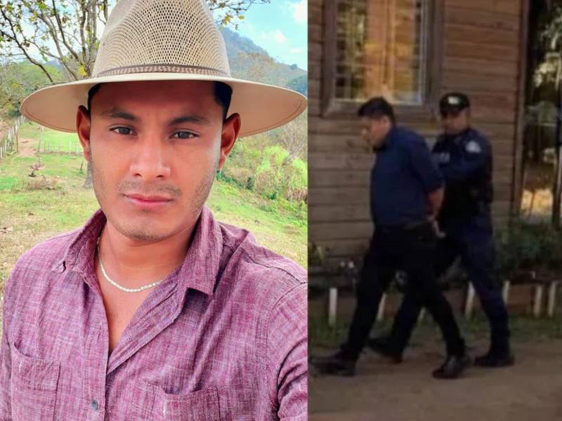 Fotos en vida de Ronald David Miralda Ulloa, el empleado del nstituto de Conservación Forestal que fue asesinado en La Unión, Olancho. A la derecha, Pedro Jafet Osorto cuando era capturado.