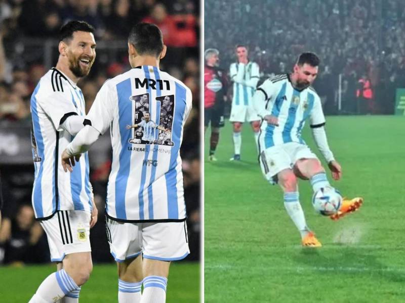 Lionel Messi marcó un triplete en la despedida de Maxi Rodríguez.