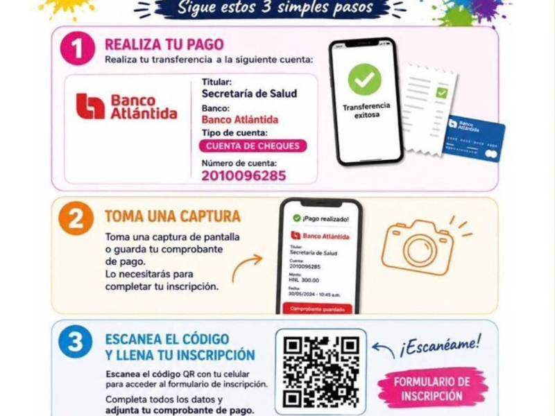 Las inscripciones continúan abiertas. Después de realizar tu pago, toma una captura o fotografía del comprobante y envíala escaneando el código QR. Los kits se estarán entregando en la Dirección Ejecutiva del hospital Leonardo Martínez Valenzuela, ubicado en 7 y 8 calle, entre 9 y 10 avenida sur, barrio El Benque, San Pedro Sula, Honduras.