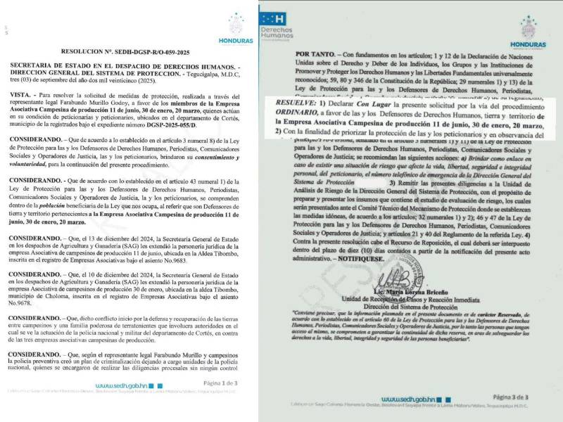 La resolución que emitió la Secretaría de Derechos Humanos.