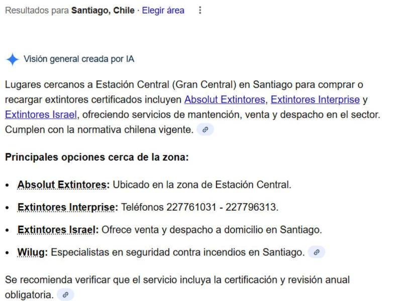 Captura de pantalla a los resultados de la búsqueda en Google.