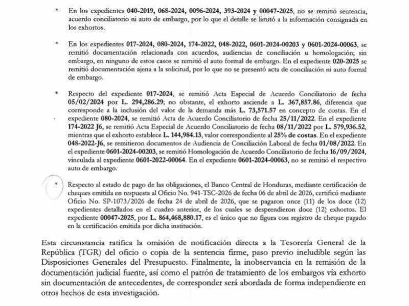 El 93% de los 921 millones desembolsados corresponde a un embargo por 864 millones de lempiras ejecutado por la alcaldía de La Unión, Olancho.