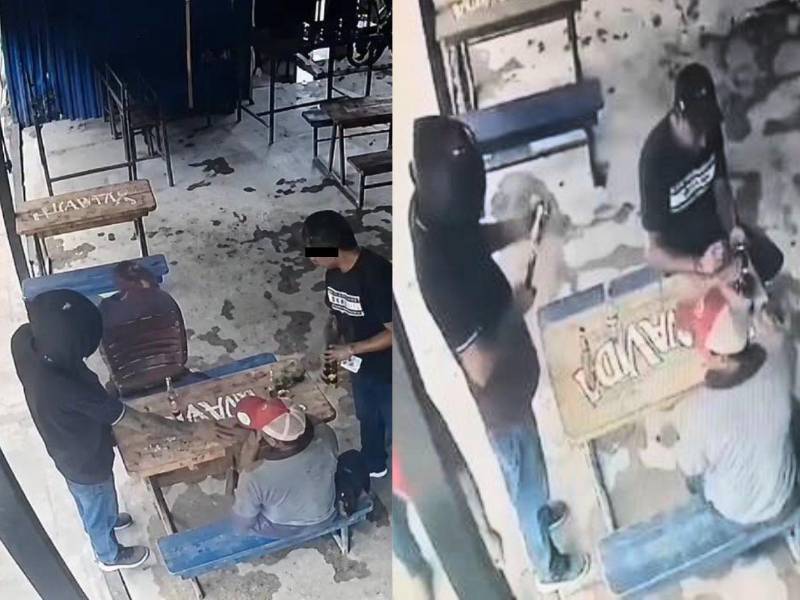 Capturas de pantalla del video que registró el ataque mortal en Juticalpa, Olancho.