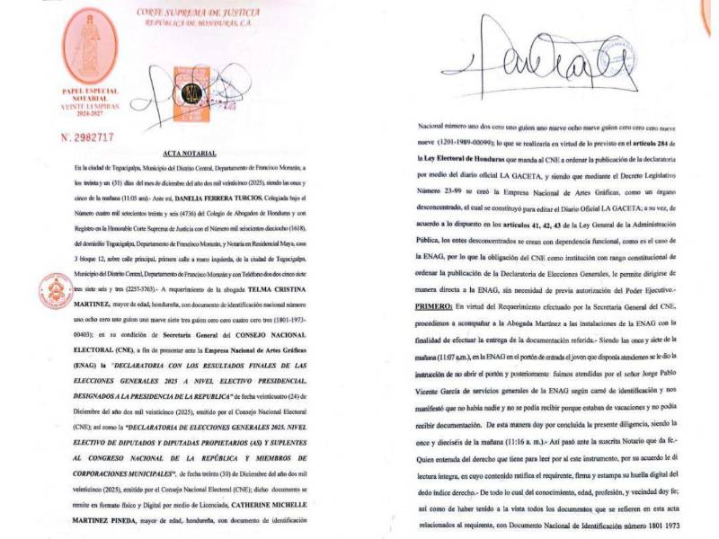 Mediante un acta notarial se desmintió la versión del director de la ENAG, Edis Moncada, quien afirmó que el documento nunca llegó.