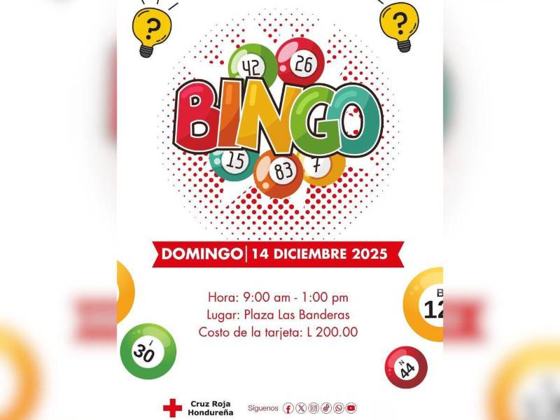 Cruz Roja realizará bingo solidario para fortalecer atención en San Pedro Sula