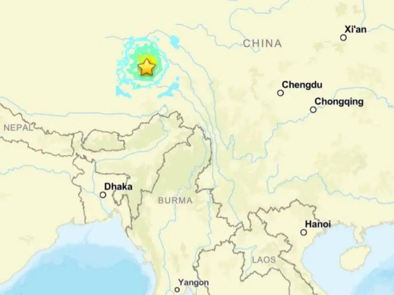 Mapa del epicentro del terremoto según el Servicio Geológico de EEUU.