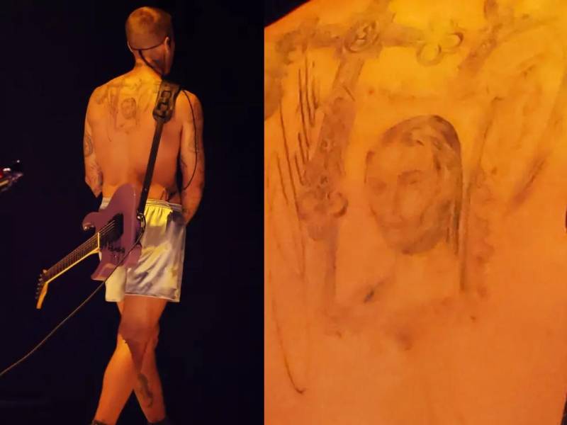 Justin Bieber lució un tatuaje que parece ser la imagen de su esposa, la modelo Hailey Bieber.