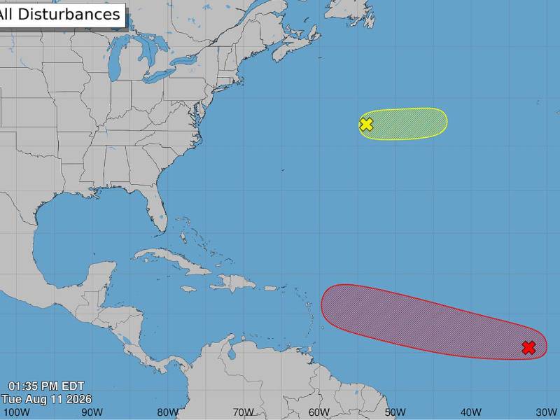 El Atlántico mantiene dos sistemas bajo vigilancia, pero uno concentra la atención: tiene 70% de probabilidad de convertirse en ciclón tropical durante los próximos siete días.