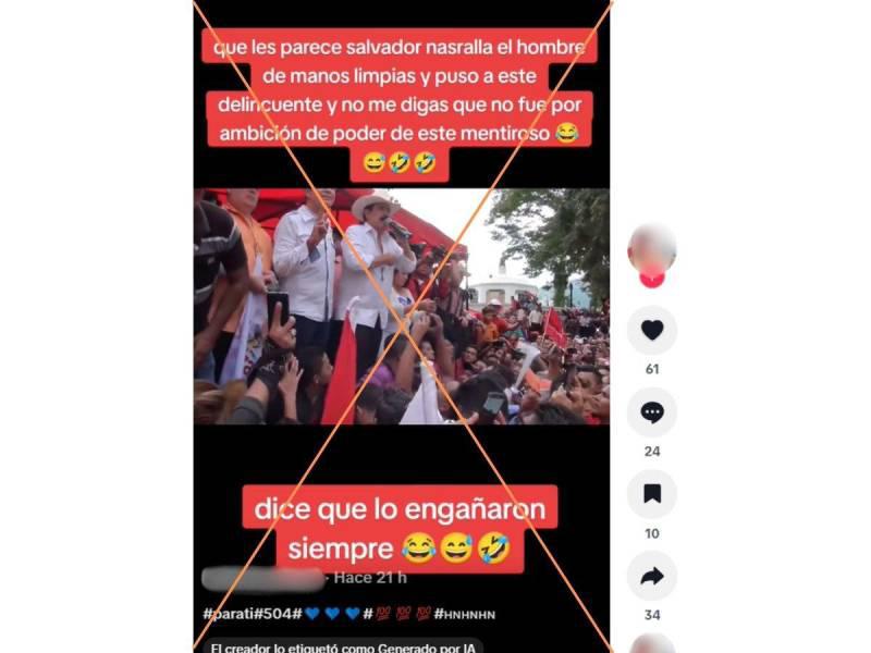 Captura de pantalla a una publicación de TikTok hecha el 3 de noviembre de 2025.