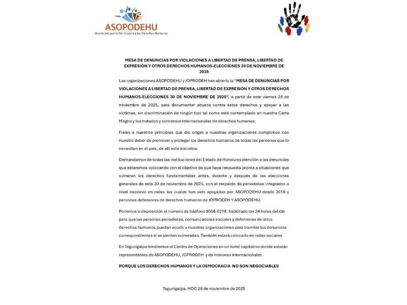 ¿Dónde denunciar violaciones a la libertad de prensa y derechos humanos en elecciones?