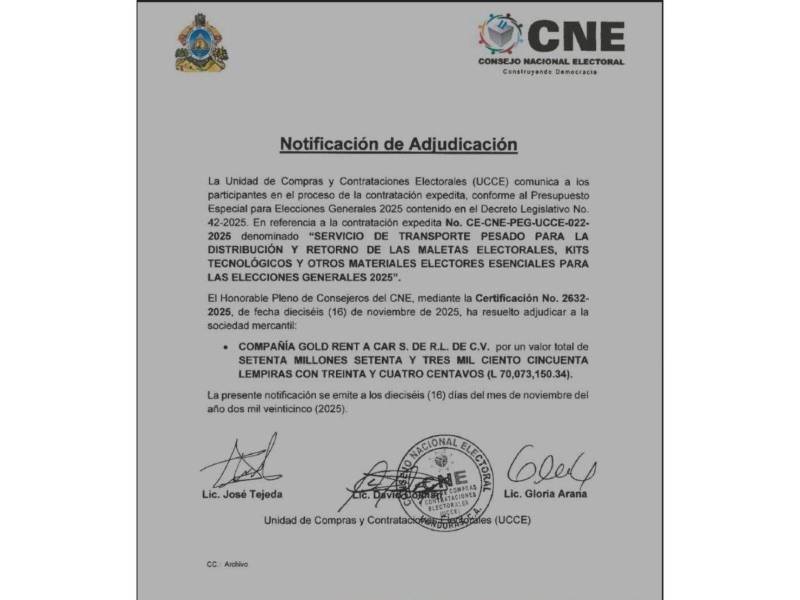 Documento oficial del CNE.