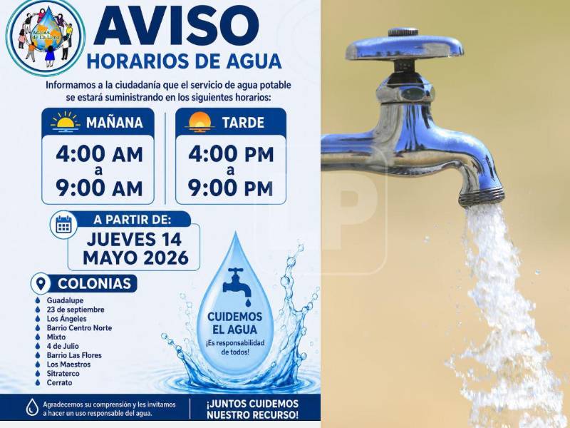 El racionamiento de agua en La Lima será de 4:00 a 9:00 de la mañana y de 4:00 a 9:00 de la noche, según informaron las autoridades municipales.