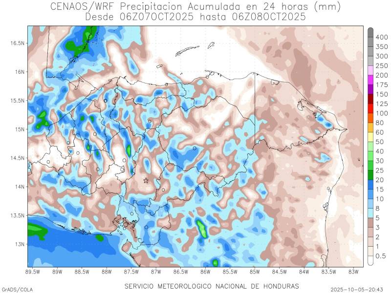 Precipitaciones de este lunes hasta el martes.