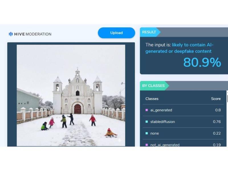 Captura de pantalla a los resultados de la herramienta Hive Moderation hecha el 26 de septiembre de 2025.