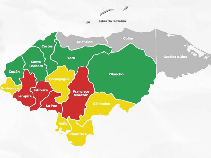 Representación gráfica de las alertas en Honduras emitidas por Copeco.