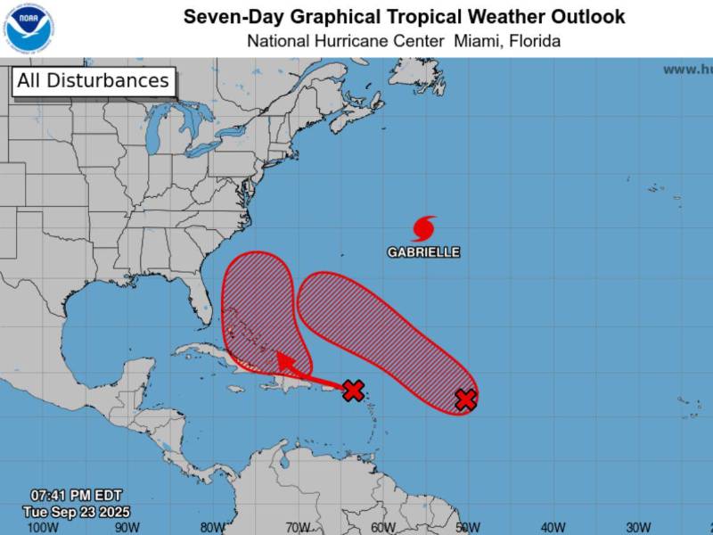 Gabrielle se debilita mientras EEUU vigila dos tormentas en su dirección