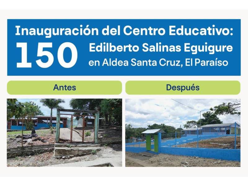 El centro Edilberto Salinas Eguigure, ubicado en Santa Cruz, El Paraíso, es parte del programa Educación Nuestro Futuro de Fundación Ficohsa.