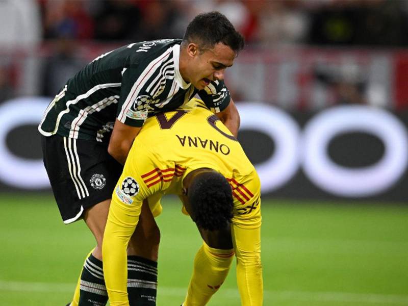 Onana en el momento que recibió apoyo de su compañero Reguilón.